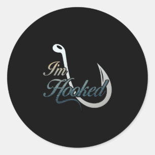 Sticker Rond Hommes, je suis accroché à la pêche pour les perfo