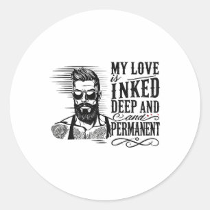 Sticker Rond Hommes pour anti-Valentine's Day Enked Man Tattooe