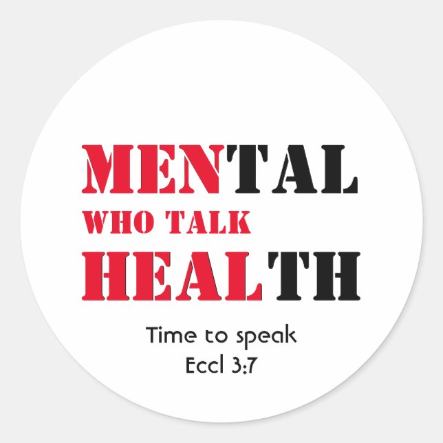 Sticker Rond HOMMES QUI PARLENT SANTÉ Mentale Texte personnalis (Devant)