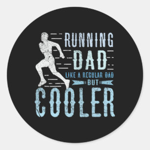 Sticker Rond Hommes Retro Courir Papa Vêtements Fête des pères