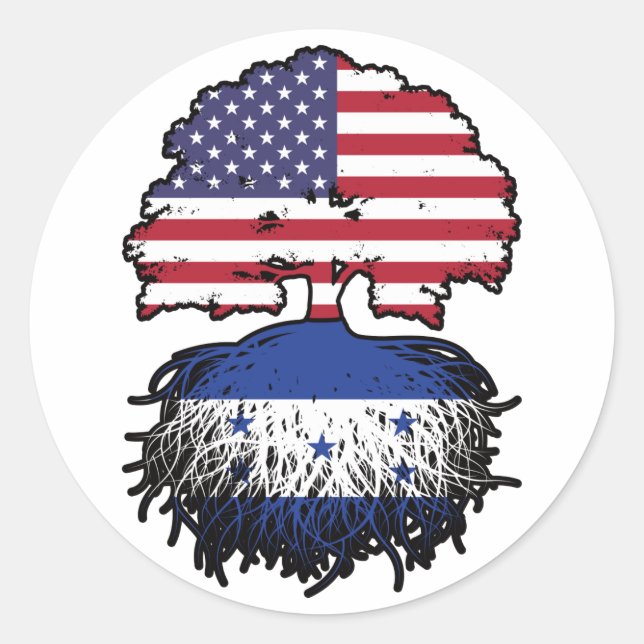 Sticker Rond Honduras Amérique États-Unis drapeau des racines d (Devant)