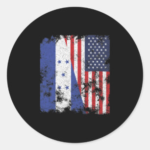 Sticker Rond Honduras USA Flag - Half American