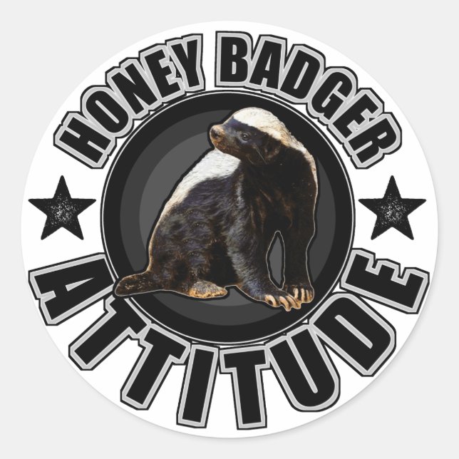 Sticker Rond Honey Badger ATTITUDE - Conception ronde (Devant)