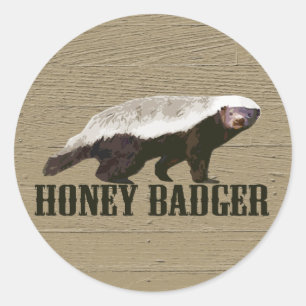 Sticker Rond Honey Badger Wild Animal