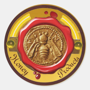 STICKER ROND HONEY BEE / BEEKEEPER BEEKEEPER RED WAX SEAL