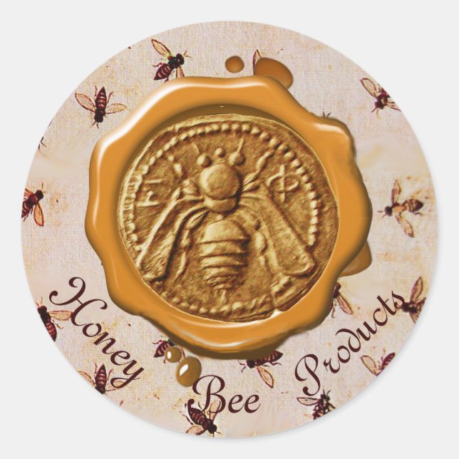 STICKER ROND HONEY BEE / BEEKEEPER BEEKEEPER SCEAU BROWN DE CIR (Devant)