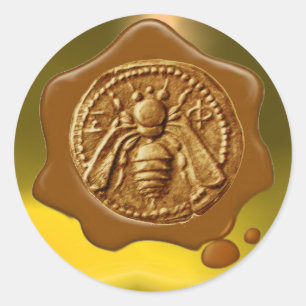 STICKER ROND HONEY BEE, BEEKEEPER BEEKEEPER SCEAU BROWN DE CIRE