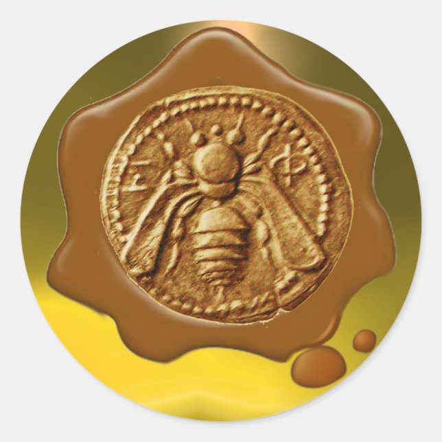 STICKER ROND HONEY BEE, BEEKEEPER BEEKEEPER SCEAU BROWN DE CIRE (Devant)