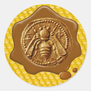 STICKER ROND HONEY BEE, BEEKEEPER BEEKEEPER SCEAU BROWN DE CIRE