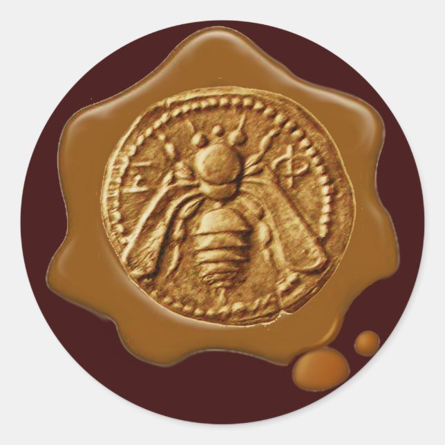 STICKER ROND HONEY BEE, BEEKEEPER BEEKEEPER SCEAU BROWN DE CIRE (Devant)