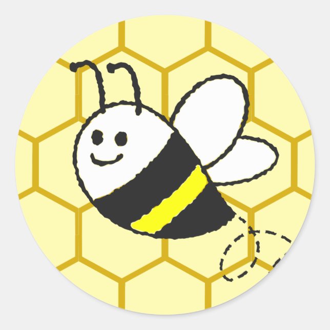 Sticker Rond Honey Bee Honeycomb Drawing (Devant)