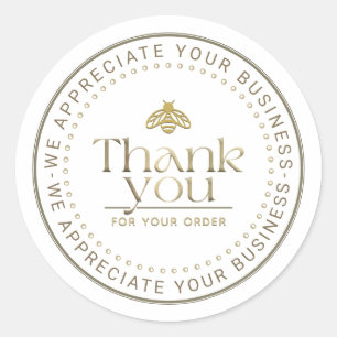 STICKER ROND HONEY BEE LOGO D'OR 3D EN AVRIER MERCI D'AFFAIRES