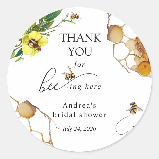 Sticker Rond Honey Bee | Merci Favor (Devant)