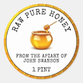 Sticker Rond Honey Honeypeb Apiary Pot de miel