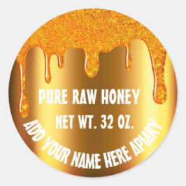 Sticker Rond Honey Jar Honeybee Honeycomb. Apiary Drives Gold
