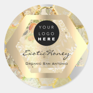Sticker Rond Honey Jar Honeybee Honeycomb Bee Apière