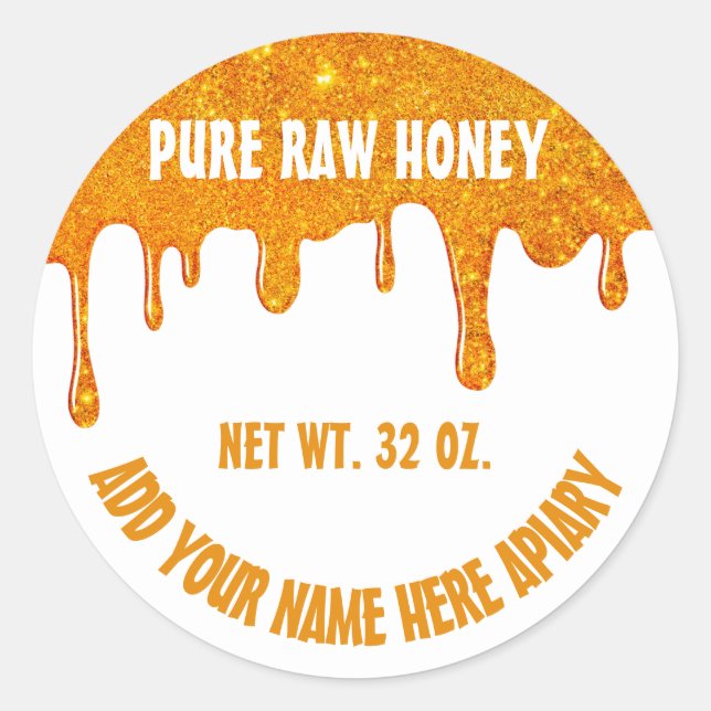 Sticker Rond Honey Jar Honeybee Honeycomb Bee Apière Nom (Devant)