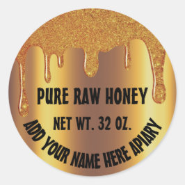 Sticker Rond Honey Jar Honeybee Honeycomb. Déchets Apiaires Or