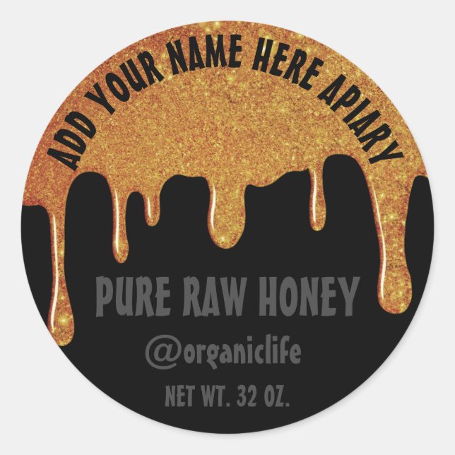Sticker Rond Honey Jar Honeybee Honeycomb Gold Drivers Lux (Devant)