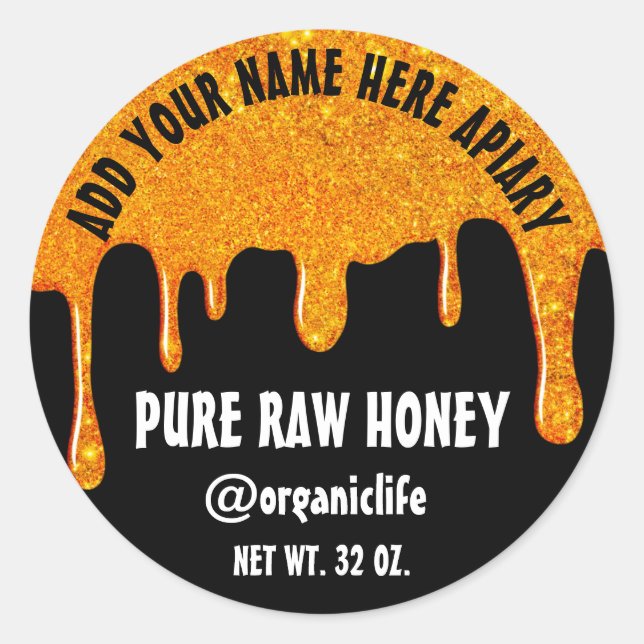 Sticker Rond Honey Jar Honeybee Honeycomb Gold Drivers Web (Devant)
