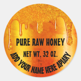 Sticker Rond Honey Jar Honeybee Honeycomb Golden Drives