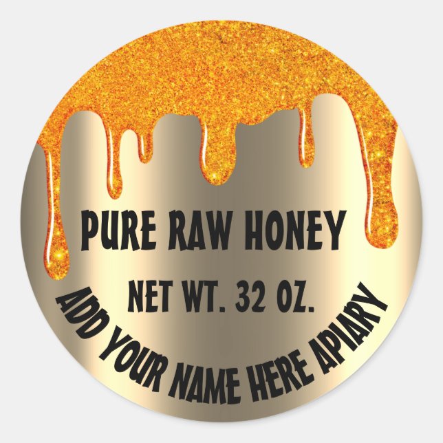 Sticker Rond Honey Jar Honeybee Honeycomb. Pilules d'Apiary Gol (Devant)