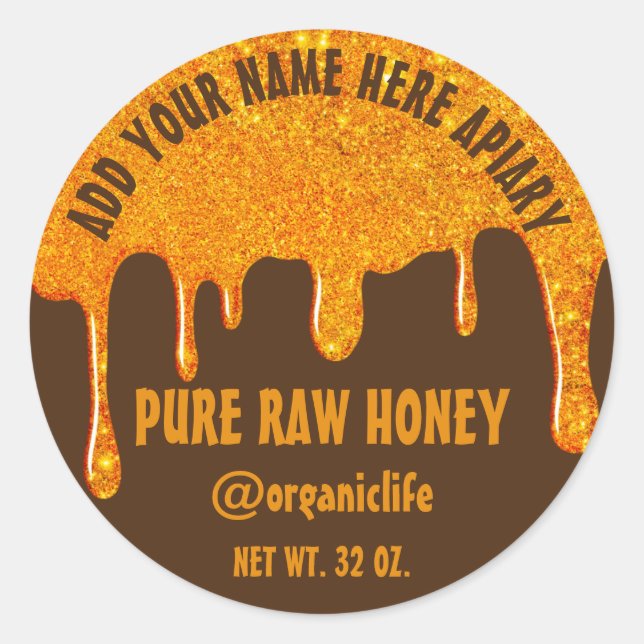 Sticker Rond Honey Jar Honeybee Honeypeb Brown (Devant)