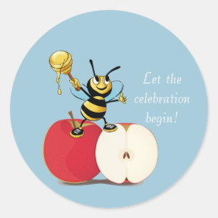 Sticker Rond Honeybee Apple Rosh HaShana