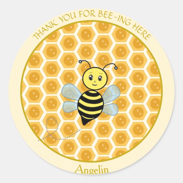 Sticker Rond Honeybee Jar Label & Honeypeb Merci (Devant)