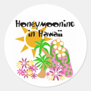 Sticker Rond Honeymooning en Hawaï