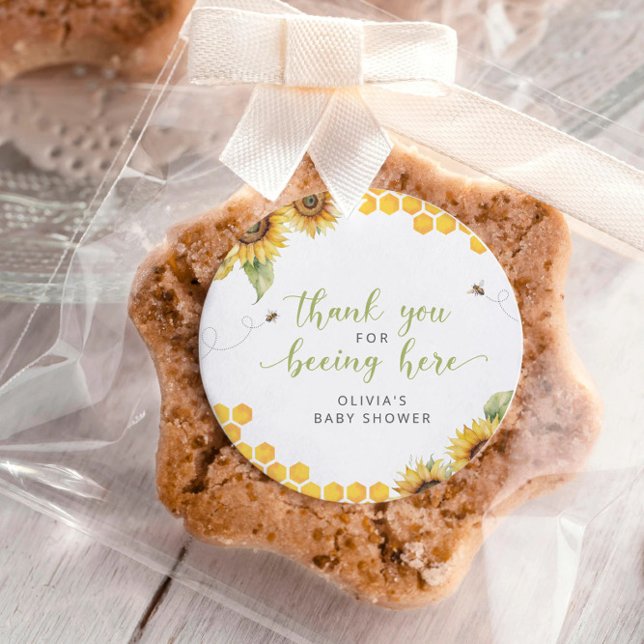 Sticker Rond Honeypeb Bee Baby shower d'été Merci (Créateur téléchargé)