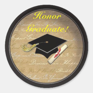 Sticker Rond Honneur diplômé ! !