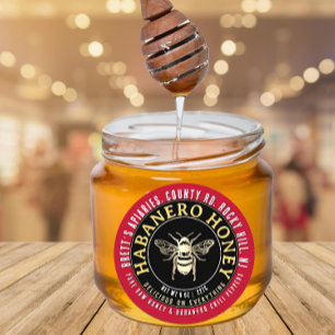 Sticker Rond Honneur Habanero Chou cru miel avec Abeille d'or