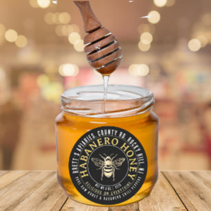Sticker Rond Honneur Habanero Chou cru miel avec Abeille d'or