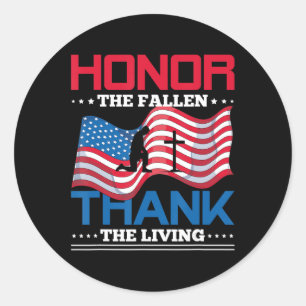 Sticker Rond Honneur Le Fallen Merci Le Drapeau Vivant États-Un