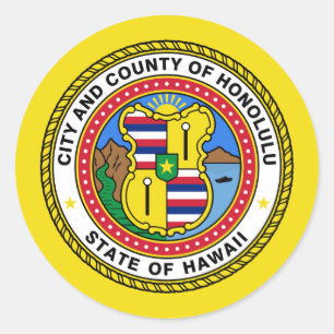 Sticker Rond Honolulu, Hawaii, États-Unis