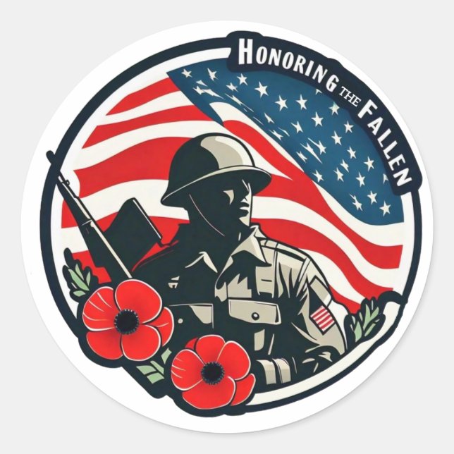 Sticker Rond Honorer les morts le jour du mémorial (Devant)