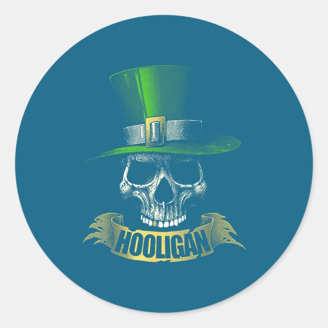 Sticker Rond Hooligan Skull Funny Iri-shirt  (Devant)