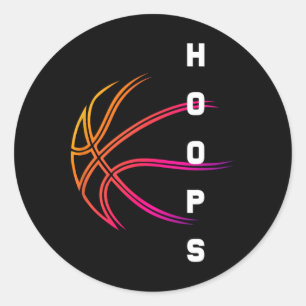 Sticker Rond Hoops Bysketbyll Lecteur Retro