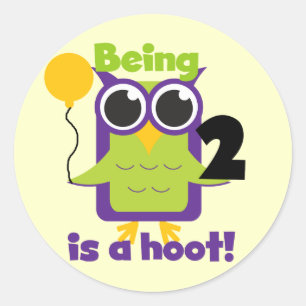 Sticker Rond Hoot Owl 2e anniversaire T-shirts et cadeaux