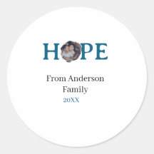 Hope blue holidays bold letter kids photo name yea