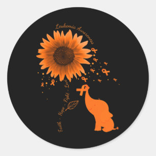 Sticker Rond Hope Fight Love Elephant Sunflower Leukemia Lauréa