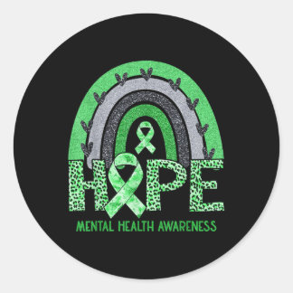 Sticker Rond Hope Leopard Rainbow Mental Health Awareness Suppo
