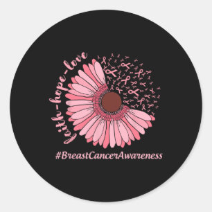 Sticker Rond Hope Love Sunflower Ribbon Sensibilisation au canc