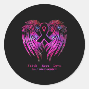 Sticker Rond Hope Love Wings Sensibilisation au cancer du sein