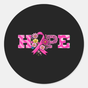 Sticker Rond Hope Pink Ribbon Leopard Sensibilisation au cancer