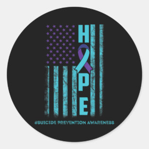 Sticker Rond Hope Usa Drapeau de sensibilisation au suicide Che