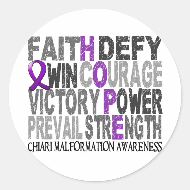 Sticker Rond Hope Word Collage Chiari Malformation (Devant)