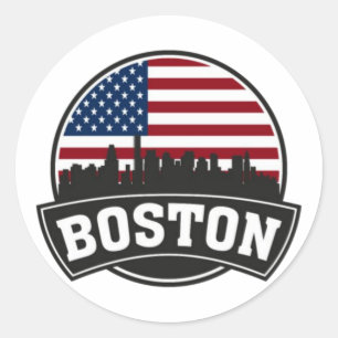 Sticker Rond Horizon de la ville de Boston, horizon de Boston m
