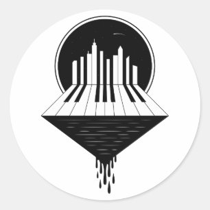 Sticker Rond Horizon de piano